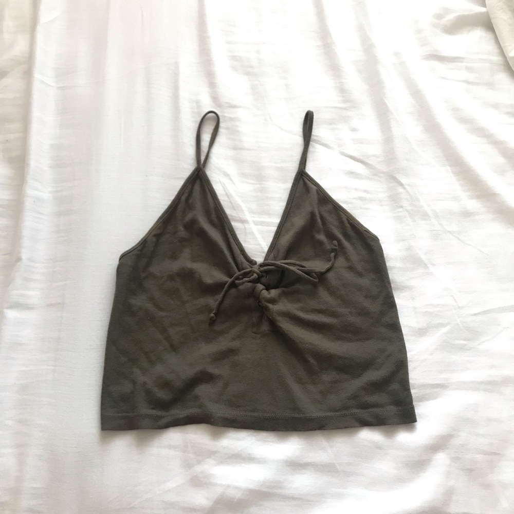 Brandy Melville Olive Green Bethany Lace-up Tank